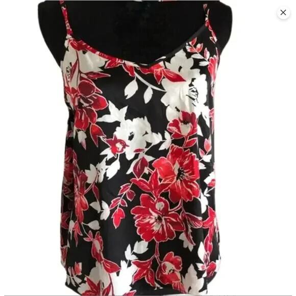 WHBM Silky Camisole in Black/Coral/Red and White Size 0P - Picture 1 of 1